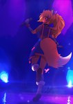 alternative_fashion anthro choker electronics female j-fashion japanese_idol jewelry microphone necklace singer solo stage text angrycaboose cabby_(angrycaboose) canid canine fox mammal absurd_res hi_res japanese_text