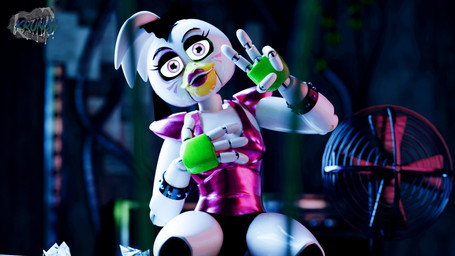 anthro bra clothing female inside light looking_at_viewer machine on_model purple_eyes smile smiling_at_viewer solo tail underwear krunchie_doughnut five_nights_at_freddy's five_nights_at_freddy's:_security_breach scottgames steel_wool_studios glamrock_chica avian bird chicken galliform humanoid phasianid robot robot_anthro robot_humanoid 16:9 3d_(artwork) digital_media_(artwork) hi_res lighting widescreen