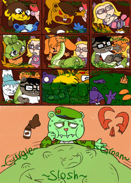 4_fingers abdominal_bulge ambiguous_gender ambiguous_prey anthro army_uniform arrow_(marking) belly big_belly bodily_fluids bottomwear bow_(feature) brown_body buckteeth clothing cotton_tail digestion eyes_closed eyewear fatal_vore female female_anthro female_prey fingers footwear glasses green_body grey_body hair head_tuft heart_nose heart_symbol huge_belly hyper hyper_belly hyper_vore imminent_death light_body lying male male_anthro male_pred male_prey mass_vore multiple_prey on_back orange_body orange_hair pants pink_body prey_imprint purple_body scut_tail sharp_teeth shirt shoes short_tail skull_print skull_shirt slosh sloshing_belly snaggle_tooth stomach_acid struggling struggling_prey sweat tail teeth topwear tuft vore white_body yellow_eyes nikko-kai-cutie happy_tree_friends cuddles_(htf) fan_character flippy_(htf) fliqpy_(htf) giggles_(htf) petunia_(htf) raff_(nikko-kai-cutie) bear felid feline lagomorph leporid mammal mephitid rabbit reptile scalie skunk striped_skunk 2020 comic hi_res