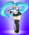 5:6 abstract_background big_breasts bottomwear breasts clothed clothing english_text female hair hatsune_miku hi_res human human_only jacques00 long_hair mammal not_furry skirt solo text transformation vocaloid