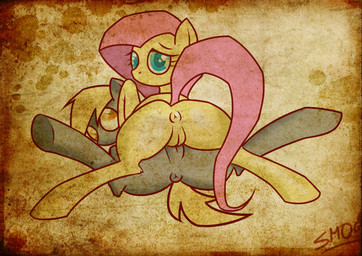 amber_eyes anus blue_eyes butt butt_stack duo female female/female feral feral_on_feral genitals looking_at_viewer looking_back lying nude on_back pussy_stacking rear_view sex spread_legs spreading take_your_pick text tribadism vaginal vulva unknownclement friendship_is_magic hasbro my_little_pony derpy_hooves_(mlp) fluttershy_(mlp) equid equine horse mammal pony absurd_res english_text hi_res