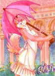 5_fingers anthro backless_clothing backless_dress breasts classy cleavage clothed clothing dress female fingers fur outside parasol pink_body pink_fur sideless_clothing sideless_dress solo tail uaykan gish canid canine fox mammal 2007