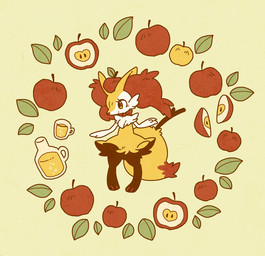 3_fingers 3_toes ambiguous_anthro ambiguous_gender anthro apple apple_on_head arm_tuft arms_out beverage big_tail biped black_body black_fur blush blush_lines cheek_tuft chest_tuft choker choker_only closed_smile container cup dipstick_tail eyelashes facial_tuft feet fingers flat_chested food front_view fruit fur hip_tuft inner_ear_fluff jar jewelry juice_(beverage) leaf markings mouth_closed mug multicolored_body multicolored_fur necklace necklace_only nude nude_ambiguous nude_anthro object_in_tail orange_tail_tip plant red_body red_bow red_eyes red_fur red_inner_ear_fluff red_nose shoulder_tuft simple_background smile solo standing stick stick_in_tail tail tail_markings tapering_snout textured toes tuft two_tone_tail white_body white_fur yellow_body yellow_fur yellow_tail satsumapotato nintendo pokemon braixen canid generation_6_pokemon mammal pokemon_(species) 2019 colored digital_drawing_(artwork) digital_media_(artwork) flat_colors full-length_portrait portrait