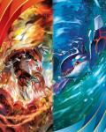 ambiguous_gender blue_body blue_skin claws contrast duality duo feral fin fire horn liquid red_body red_skin spikes split_screen water yellow_eyes tokiya_sakuba nintendo pokemon generation_3_pokemon groudon kyogre legendary_pokemon pokemon_(species) 4:5 digital_media_(artwork) hi_res official_art