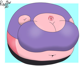 anthro belly belly_expansion big_belly big_breasts big_cheeks black_bottomwear black_clothing black_nose black_pants blowing_bubble_gum blue_background body_inflation border bottomwear breast_expansion breasts bubble_gum cheek_expansion cherry_inflation clothing expansion eyewear female glasses grey_eyewear grey_glasses hair huge_belly huge_breasts huge_cheeks hyper hyper_belly hyper_breasts hyper_inflation immobile inflation multicolored_body navel pants pink_body pink_ears pink_eyes pink_hair purple_clothing purple_shirt purple_topwear round_body shirt simple_background solo spherical_inflation sunken_limbs swollen_cheeks tan_inner_ear three-quarter_view tight_clothing topwear two_tone_body white_border reathe jaiden_(stupidcato) eulipotyphlan hedgehog mammal 2026 5:4 colored digital_media_(artwork) hi_res shaded signature