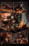 alectorfencer anthro blood bodily_fluids canid canine defenseless duo ear_grab female fight grin hair hyena long_hair male mammal myre nosebleed red_hair sharp_teeth smile teeth