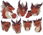 brown_horn cheek_spikes electronics eyes_closed facial_spikes holding_object holding_phone horn long_neck male open_mouth orange_sclera phone red_body red_tongue ridged_horn scales simple_background solo spikes spikes_(anatomy) tongue white_background white_body white_scales yellow_eyes khyaber mythology dragon mythological_creature mythological_scalie scalie multiple_images