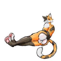 anthro anus balls butt femboy fur genitals looking_at_viewer male nude paws rear_view simple_background smile solo tail kaisitou14 calico_cat domestic_cat felid feline felis humanoid mammal 1:1 digital_media_(artwork) hi_res