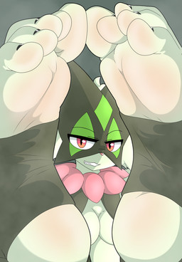 5_toes anthro black_clothing black_footwear black_nails black_socks breasts clothing colored_nails feet female foot_fetish foot_focus footwear green_body humanoid_feet looking_at_viewer nails orange_eyes plantigrade pupils slit_pupils smile socks soles solo stirrup_socks teeth toeless_footwear toeless_socks toes dasillymizuart nintendo pokemon domestic_cat felid feline felis generation_9_pokemon mammal meowscarada pokemon_(species) hi_res