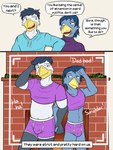 3:4 anthro avian bird bluebird boxer_briefs briefs bulge camera_view christmas_decorations clothed clothing colored_seam_underwear comic crop_top dialogue duo english_text father_(lore) father_and_child_(lore) father_and_son_(lore) fireplace fully_clothed fuze hair hand_holding hand_in_hair hi_res james_oliver josh_oliver male midriff navel oscine pantsless parent_(lore) parent_and_child_(lore) parent_and_son_(lore) passerine pose purple_boxer_briefs purple_briefs purple_clothing purple_underwear shirt son_(lore) t-shirt tank_top texnatsu text thrush_(bird) topwear touching_hair underwear white_seam_boxer_briefs white_seam_briefs white_seam_underwear
