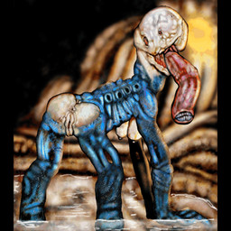 biopunk bodily_fluids breasts cosmic_horror fantasy female genital_fluids genitals horror_(theme) nightmare_fuel science_fiction solo vaginal_fluids what lost-wanderer alien biomechanical demon humanoid monster taur unknown_species 1:1 animated
