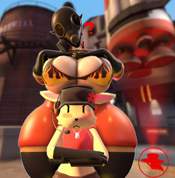anthro big_breasts blush bra breasts clothed clothing dog_tags duo ear_piercing envy female fur gas_mask hair handwear headgear mask piercing tight_clothing underwear boiboi9999 team_fortress_2 valve valve_corporation lucy_(usernamecipher) lucy_the_bun pyro_(team_fortress_2) scout_(team_fortress_2) canid human humanoid lagomorph leporid mammal rabbit 3d_(artwork) digital_media_(artwork) hi_res source_filmmaker_(artwork)