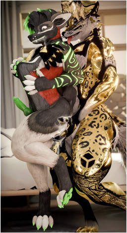 anal anal_penetration animal_genitalia animal_penis anthro balls big_balls big_penis black_body black_border black_fur bodily_fluids border bulge butt canine_genitalia canine_penis cum cum_drip cum_in_ass cum_in_mouth cum_inside deep_penetration dripping duo erection fur genital_fluids genitals hair holding_partner huge_balls huge_penis hyper hyper_genitalia hyper_penis knot male male/male male_penetrated male_penetrating male_penetrating_male multicolored_body muscular muscular_male nude open_mouth orgasm penetration penis penis_shaped_bulge rough_sex sex shocked size_difference tail tongue white_body white_border white_fur yellow_body yellow_fur lill_esp ddtghost canid canine canis domestic_dog fox mammal rexouium 3d_(artwork) absurd_res blender_(artwork) digital_media_(artwork) hi_res