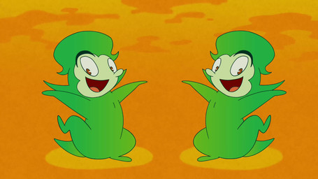>_< ambiguous_gender clothed clothing eyes_closed female feral frown fur green_body green_fur hair retro_anime_style sleeping smile standing tail teeth toony roachgore lukas_(roachgore) tofu_(roachgore) vonnie_(roachgore) bing_bing_(roachgore) human mammal 16:9 animated digital_media_(artwork) hi_res long_playtime sound video widescreen