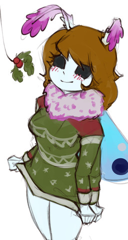 4_arms 5_fingers antennae_(anatomy) anthro blush breasts brown_hair clothing compound_eyes female fingers hair holly_(plant) insect_wings looking_at_viewer multi_arm multi_limb neck_tuft plant solo sweater topwear tuft white_body wings marsminer arthropod insect lepidopteran moth hi_res