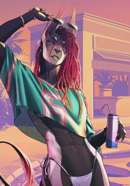 abs anthro biped breasts claws clothed clothed_anthro clothed_female clothing countershade_torso countershading eyewear female fingers front_view glasses hair looking_at_viewer navel solo standing tail teeth hastogs acrador 2026 digital_drawing_(artwork) digital_media_(artwork) hi_res