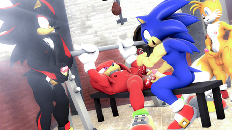 ball_fondling balls barbell bench_press clothing erection exercise fondling footwear genitals group gym handjob male male/male masturbation muscular muscular_male nipples penile penile_masturbation penis sex sexercise shoes weight_bench weightlifting weights workout loafsfm sega sonic_the_hedgehog_(series) knuckles_the_echidna miles_prower shadow_the_hedgehog sonic_the_hedgehog canid canine echidna eulipotyphlan fox hedgehog mammal monotreme 16:9 3d_(artwork) digital_media_(artwork) hi_res source_filmmaker_(artwork) widescreen