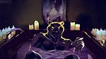 5_fingers anthro bath bathtub black_body black_fur black_nose candle cigarette fingers fire fur glowing glowing_eyes male monotone_body monotone_fur pecs solo water whiskers captain_nikko burrows_(captain_nikko) ken_(captain_nikko) felid mammal pantherine 16:9 hi_res widescreen