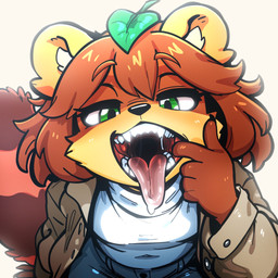 anthro bodily_fluids drooling femboy finger_in_mouth green_eyes male mouth_shot open_mouth saliva teeth tongue tongue_out darling_devil metaruso nuki_the_tanuki canid canine mammal raccoon_dog tanuki 1:1 hi_res