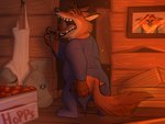 anthro black_nose butt clothing detailed_background eyes_closed humanoid_hands male overweight overweight_male pajamas scratching_butt solo dead_stray_bear disney zootopia gideon_grey canid canine fox mammal red_fox true_fox 2016 4:3