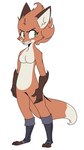 anthro bichi big_ears blush blush_lines breasts clothing ears_up featureless_breasts featureless_crotch feet female footwear smile solo tail tail_down toes beezii freeguyfan776 third-party_edit fleet_(dungeons_of_aether) canid canine canis fox mammal hi_res