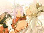 blush clothing duo female female/female gloves hand_holding handwear size_difference argentum_1121 cygames uma_musume_pretty_derby gold_ship_(pretty_derby) mejiro_mcqueen_(pretty_derby) animal_humanoid equid equine horse humanoid mammal hi_res