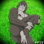 5_fingers 5_toes anthro bent_leg big_butt black_body black_fingernails black_fur black_nails black_nipples black_toenails brown_eyes butt closed_smile colored_nails feet fingernails fingers fur grass grey_body hand_on_knee hand_on_leg hand_on_own_knee hand_on_own_leg looking_at_viewer male mouth_closed multicolored_body muscular muscular_anthro muscular_male nails nipples nude_anthro nude_male on_ground plant smile solo toenails toes two_tone_body fabfelipe ape gorilla haplorhine mammal primate 2018 digital_media_(artwork) hi_res
