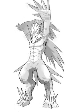 abs anthro athletic athletic_anthro athletic_male claws feet foot_wraps hair male pecs smile solo spikes spikes_(anatomy) spiky_hair stretching wraps zigzag_mouth eggmondigi bandai_namco digimon digimon_(species) eulipotyphlan filmon hedgehog mammal hi_res monochrome