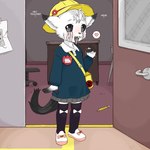 anthro bottomwear clothed clothing crossdressing femboy footwear hat headgear headwear male name_tag school school_uniform shoes skirt solo uniform young young_anthro y0dare nickelodeon spongebob_squarepants doodlebob 1:1