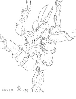 anal anal_penetration anthro anthro_penetrated anus biped bodily_fluids breast_milking breasts buckteeth butt female female_penetrated genitals lactating milking_tentacles penetration sex solo spread_legs spreading teeth tentacle_sex tentacles vaginal vaginal_penetration vulva 1sickpuppy lagomorph leporid mammal rabbit 2019 absurd_res black_and_white dated hi_res monochrome signature