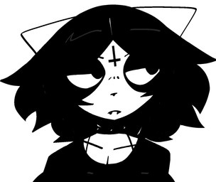 anthro black_clothing black_eyeshadow black_hair black_topwear breasts choker cleavage clothed clothed_anthro clothed_female clothing collar collarbone cross eyeshadow fangs female female_anthro front_view hair inverted_cross jewelry looking_aside makeup mouth_closed narrowed_eyes necklace simple_background solo teeth topwear white_background white_body white_ears white_sclera xarop77 mammal procyonid raccoon 2025 bust_portrait digital_drawing_(artwork) digital_media_(artwork) english_description hi_res monochrome portrait