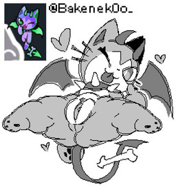 accessory anthro bone_accessory clitoris collar female floating furgonomics genitals heart_symbol horn lying membrane_(anatomy) membranous_wings on_back one_eye_closed pawpads pointed_tail solo spiked_collar spikes spread_legs spreading tail tail_accessory tail_ornament tongue tongue_out vulva wings wink bakenek0o mischievous_kitties demon domestic_cat felid feline felis mammal