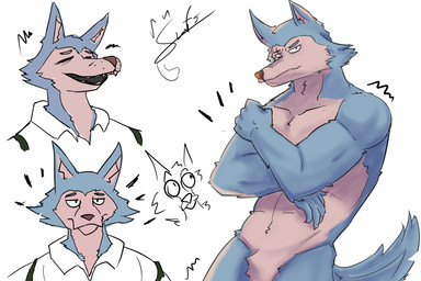andromorph anthro intersex intersex/male male muscular solo surfss90 beastars legoshi_(beastars) canid canine canis mammal wolf absurd_res digital_media_(artwork) hi_res