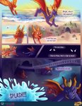 beach cave claws dialogue duo feral feral_on_feral flying male membrane_(anatomy) membranous_wings orange_body orange_scales pond purple_body purple_scales scales sea seaside sunset tail text water wings monsterfuzz activision mythology spyro_reignited_trilogy spyro_the_dragon flame_(spyro) spyro dragon mythological_creature mythological_scalie scalie comic english_text hi_res