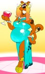 anthro belly big_belly blonde_hair blue_clothing blue_dress bomkragg brown_body bubble canid canine canis clothed clothing container cross-eyed crossdressing cup digital_media_(artwork) domestic_dog dress drinking_glass drunk drunk_bubble ear_piercing ear_ring eyelashes eyeshadow footwear girly glass glass_container glass_cup great_dane hair hanna-barbera hi_res holding_object_with_tail holding_wine_glass lipstick makeup male mammal mastiff molosser piercing prehensile_tail ring_piercing scooby-doo scooby-doo_(series) solo substance_intoxication tail wine_bottle wine_glass yellow_clothing yellow_footwear