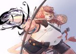 anthro arrow_(weapon) balls belly big_belly bow_(weapon) genitals kemono magic male moobs navel nipples overweight overweight_male penis ranged_weapon scar solo weapon yimingsama felid lion mammal pantherine 2023 hi_res