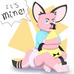 anthro big_ears blue_clothing blue_eyes clean_diaper clothed clothing diaper fur male pink_body pink_fur polo_shirt shirt simple_background solo speech_bubble topwear wearing_diaper yelling fennecat disney gravity_falls bill_cipher flami_(pummelie) canid canine euclidean eye_of_providence fennec_fox fox hybrid mammal red_fox true_fox 1:1 hi_res watermark