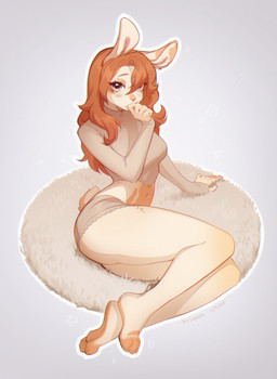 4_toes 5_fingers anthro arm_support barefoot biped bite black_blush blush blush_lines blushing_at_viewer bottomwear boy_shorts breasts brown_hair clothed clothed_anthro clothed_female clothing countershade_feet countershade_fur countershade_tail countershade_torso countershading crop_top ear_markings eyebrows eyelashes feet female female_anthro finger_bite finger_in_mouth fingers foot_markings front_view fur glistening glistening_eyes grey_background grey_clothing grey_crop_top grey_eyes grey_panties grey_shirt grey_topwear grey_underwear hair iris leg_markings legs_together long_hair long_sleeve_shirt long_sleeves looking_at_viewer markings medium_breasts midriff monotone_clothing monotone_crop_top monotone_hair monotone_panties monotone_underwear multicolored_body multicolored_fur multicolored_hair navel nervous outline panties pantsless pantsless_anthro pantsless_female plantigrade pose pupils red_hair reverse_countershading scut_tail self_bite shirt short_tail simple_background sitting slim slim_anthro slim_female solo tail tan_body tan_countershading tan_eyebrows tan_fur tan_markings tan_tail text thick_thighs three-quarter_view tight_clothing tight_crop_top tight_panties tight_shirt tight_topwear toes topwear two_tone_body two_tone_fur two_tone_tail underwear white_body white_fur white_outline white_sclera white_tail lanhai lagomorph leporid mammal rabbit 2025 artist_name dated digital_drawing_(artwork) digital_media_(artwork) full-length_portrait hi_res portrait shaded