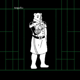 anthro black_background clothing male power_tool simple_background tools uniform kitradragonfox undertale undertale_(series) nafeon bear mammal 1:1 black_and_white low_res monochrome