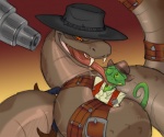 anthro coiling duo licking male male/male teeth tongue tongue_out darkpenguin rango_(movie) rango rattlesnake_jake chameleon lizard pit_viper rattlesnake reptile scalie snake veiled_chameleon viper