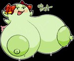 alpha_channel areola big_breasts black_eyes blush boo_(mario) bow_ribbon breasts english_text exclamation_point female ghost green_areola green_body green_nipples half-closed_eyes huge_breasts hyper hyper_breasts jjjetter lady_bow low_res mario_bros narrowed_eyes nintendo nipples not_furry open_mouth paper_mario solo spirit text