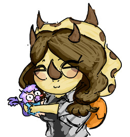 3_horns anthro backpack blush bone_frill brown_hair clothed clothing duo eyes_closed eyewear facial_horn feathers female frill_(anatomy) glasses hair head_crest head_frill holding_another horn long_hair long_tail micro multi_horn nose_horn pink_blush purple_body purple_feathers purple_hair scales shirt simple_background smile tail tail_feathers tan_body tan_scales topwear white_background wide_eyed x3 faustanon cavemanon_studios goodbye_volcano_high ko_op_(game_developer) snoot_game sage_(gvh) stephanie_(snoot_game) ceratopsian ceratopsid chasmosaurine dinosaur dromaeosaurid marginocephalian microraptor ornithischian prehistoric_species reptile saurischian scalie theropod triceratops