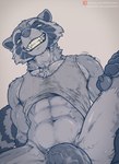 abs anthro aroused athletic athletic_male barely_visible_genitalia barely_visible_penis biceps big_penis bodily_fluids bottomless chest_tuft clothed clothing clothing_lift depth_of_field fangs fellatio_pov first_person_view fluffy foreskin genitals glistening_abs glistening_thighs male midriff muscular naughty_face oral pawpads penile penis penis_base receiving_pov rough_oral rough_sex saliva saliva_on_penis sex shirt shirt_lift short_male smile solo stained_clothing submissive submissive_pov sweat sweaty_abs sweaty_legs sweaty_thighs teeth toothy_grin topwear tuft vein veiny_penis whiskers spiritd guardians_of_the_galaxy marvel rocket_raccoon mammal procyonid raccoon 2025 hi_res story story_in_description