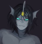 anthro athletic athletic_male black_hair blue_eyes empty_eyes grey_body grey_skin hair looking_at_viewer male nude_anthro nude_male pecs solo pastrydonutz pressure_(roblox) roblox sebastian_solace_(pressure) anglerfish fish marine hi_res