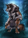 abs anthro balls_outline bottomwear bulge clothing detailed_bulge forest forest_background fur genital_outline loincloth male muscular muscular_anthro muscular_male nature nature_background night nipples pecs plant solo tree slorgim mythology gausswolf canid canine canis mammal mythological_canine mythological_creature were werecanid werecanine werewolf wolf