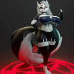 anthro big_breasts big_tail breasts clothed clothing female gesture hand_gesture middle_finger solo tail riockso3 helluva_boss mythology loona_(helluva_boss) canid canid_demon canine demon hellhound mammal mythological_canine mythological_creature 3d_(artwork) animated blender_(artwork) digital_media_(artwork) turntable_(animation) webm