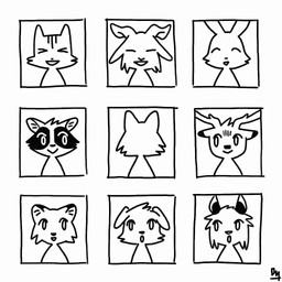 2_horns ambiguous_gender anthro antlers black_body black_fur black_nose blinking border cheek_tuft dialogue dipstick_ears ear_markings eye_roll faceless facial_tuft floppy_ears fur group horn logo markings multicolored_ears open_mouth tuft white_body white_border white_fur yupdown ambiguous_species bovid canid canine canis caprine deer domestic_cat domestic_dog felid feline felis goat lagomorph leporid mammal procyonid rabbit raccoon 1:1 2024 2d_animation animated artist_logo black_and_white headshot_portrait icon monochrome portrait