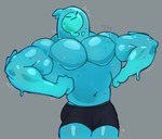 blue_body clothing distressed eyes_closed grey_background male multicolored_body muscular navel pecs simple_background slight_bulge slime solo underwear its_coldpizza epic_games fortnite rippley_(fortnite) blob_creature goo_creature humanoid hi_res signature