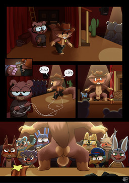 anthro assisted_exposure backsack balls big_balls blue_body blue_fur blush bottomwear brown_body buckteeth butt clothed clothing cowboy cowboy_hat embarrassed exhibitionism eyewear fur genitals glasses hair hat headgear headwear humanoid_genitalia humanoid_penis humiliation looking_at_viewer male nude open_mouth penis presenting public public_humiliation public_nudity small_penis smile smug tail teeth theater topwear wearing_glasses nutty_bo animal_crossing nintendo pokemon arty_(nutty_bo) benson_(nutty_bo) bo_(nutty_bo) doc_(animal_crossing) filbert_(animal_crossing) fynn_(nutty_bo) harvey_(nutty_bo) joey_the_delivery_bird leroy_mirage valor_(nutty_bo) generation_1_pokemon lagomorph leporid mammal pokemon_(species) rabbit rodent sciurid tree_squirrel wartortle absurd_res comic hi_res