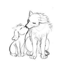 2_horns duo eyes_closed feral front_view fur hair hooves horn kissing love male male/male quadruped romantic romantic_couple simple_background sitting white_background achromasloth one_stormy_night gabu mei_(one_stormy_night) bovid canid canine canis caprine goat mammal wolf 2020 monochrome sketch traditional_media_(artwork)